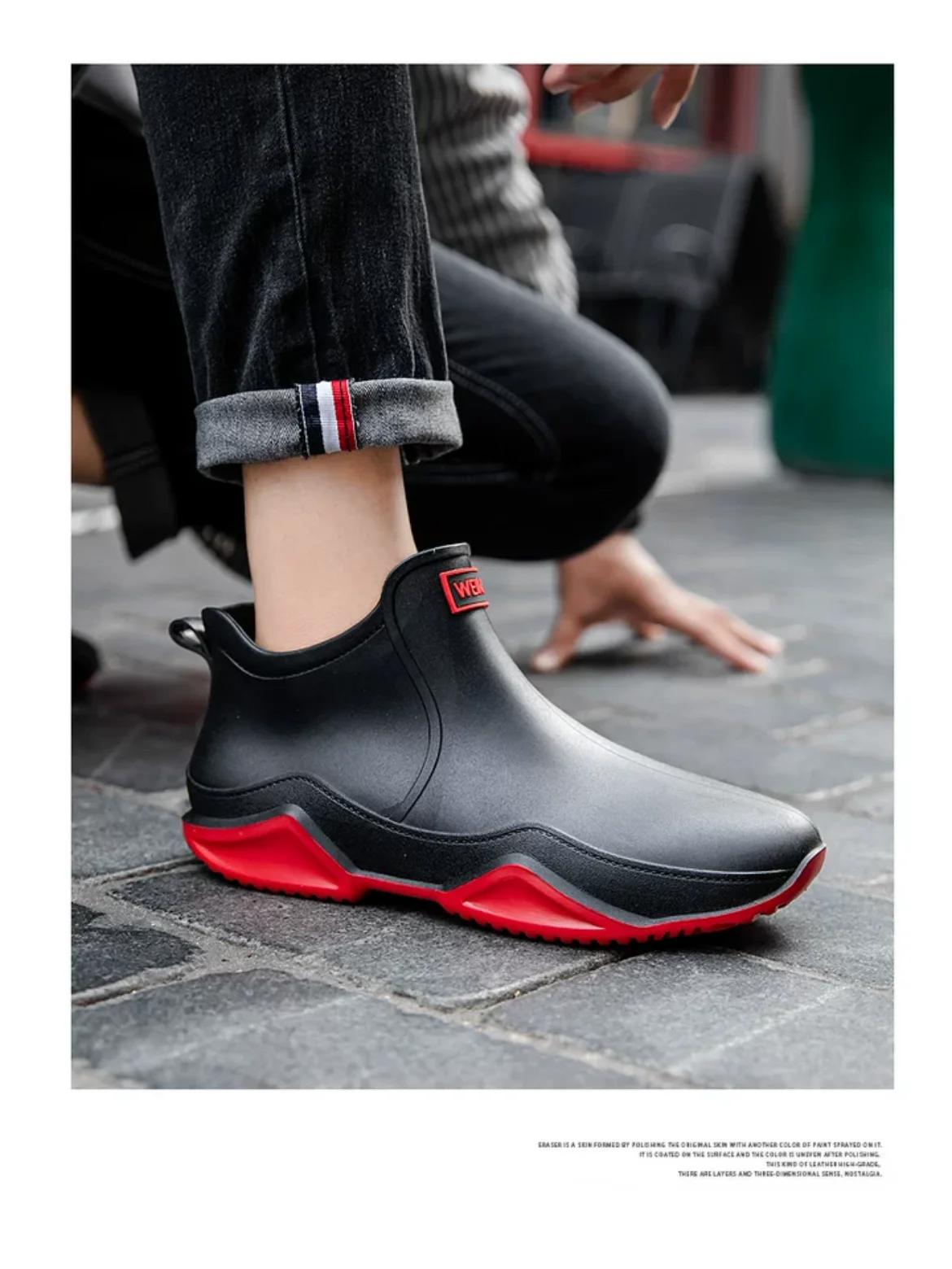 Fashion Couple's Outdoor Rain Boots New Men High Top Hiking Fishing Water Shoes Anti-slip Chef Work Ankle Boots Waterproof Shoes