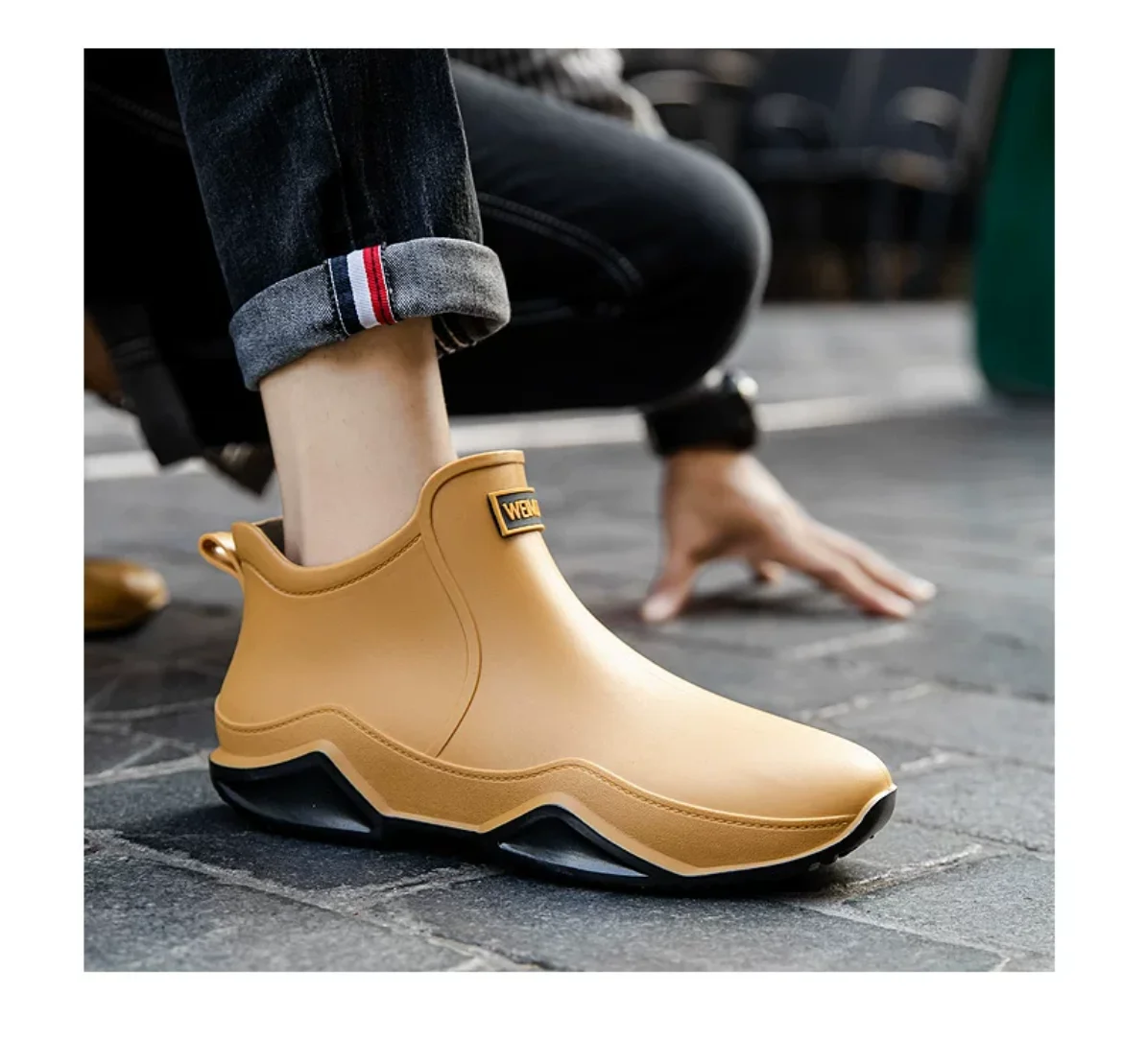 Fashion Couple's Outdoor Rain Boots New Men High Top Hiking Fishing Water Shoes Anti-slip Chef Work Ankle Boots Waterproof Shoes