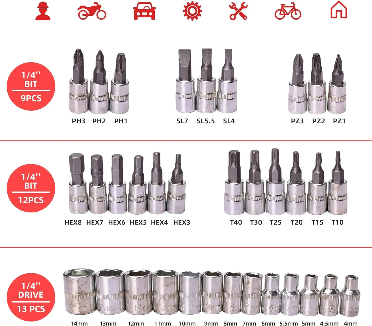 46pcs Socket Wrench Set Professional Mechanical Workshop Tools Kit Motorcycle Ratchet Spanner Multi-functional Car Repair Tool