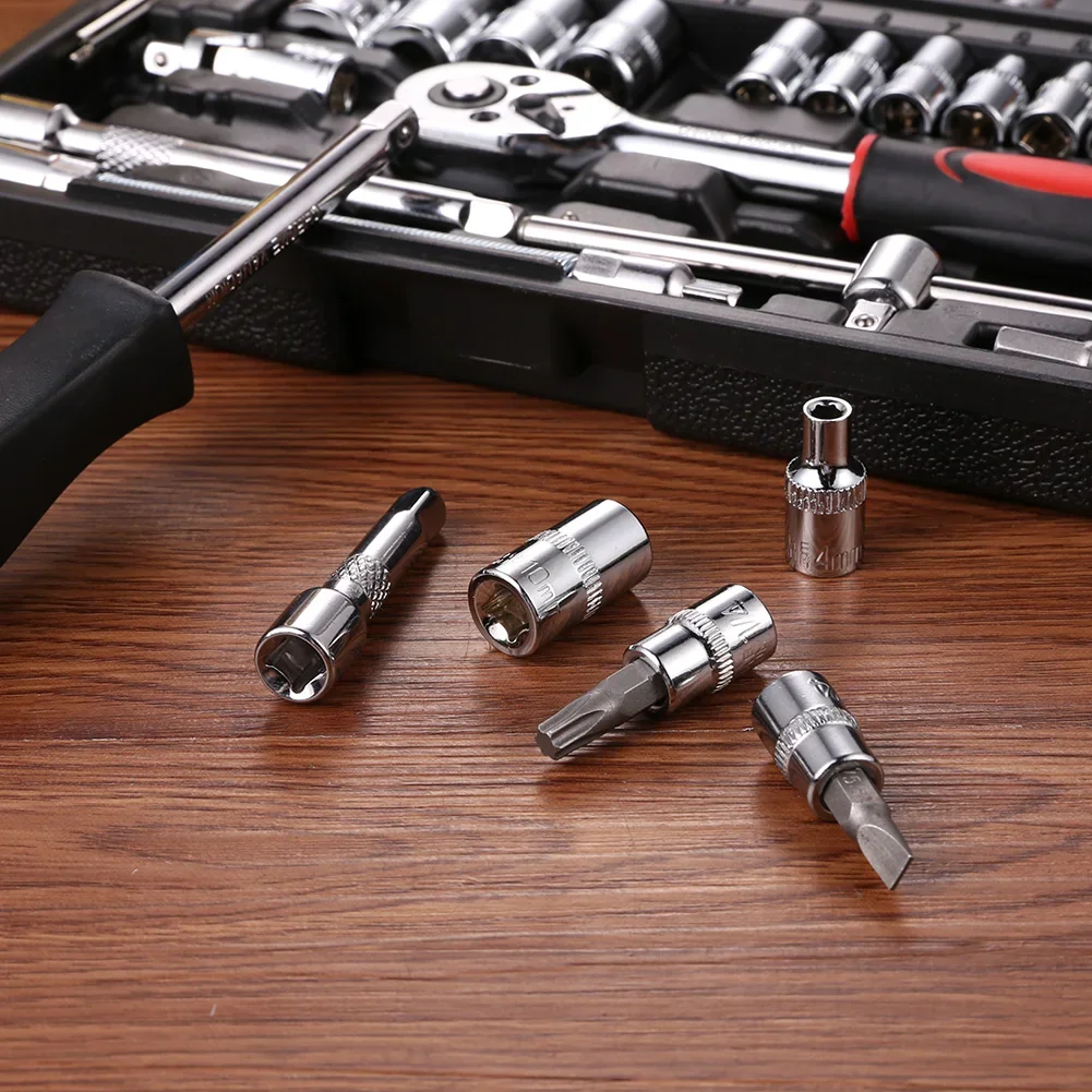 46pcs Socket Wrench Set Professional Mechanical Workshop Tools Kit Motorcycle Ratchet Spanner Multi-functional Car Repair Tool