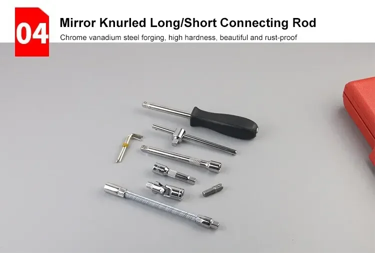 46pcs Socket Wrench Set Professional Mechanical Workshop Tools Kit Motorcycle Ratchet Spanner Multi-functional Car Repair Tool