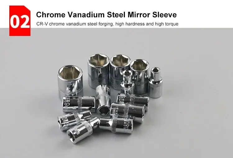 46pcs Socket Wrench Set Professional Mechanical Workshop Tools Kit Motorcycle Ratchet Spanner Multi-functional Car Repair Tool