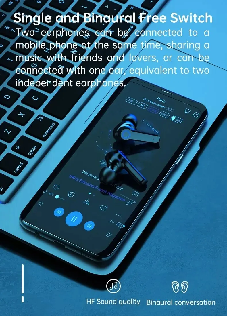 M19 Bluetooth Headset Wireless Tws Gaming Support Noise-cancelling Touch In-ear Mini Emergency Power Bank Headset