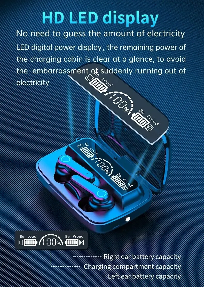 M19 Bluetooth Headset Wireless Tws Gaming Support Noise-cancelling Touch In-ear Mini Emergency Power Bank Headset