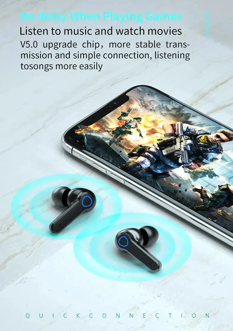 M19 Bluetooth Headset Wireless Tws Gaming Support Noise-cancelling Touch In-ear Mini Emergency Power Bank Headset