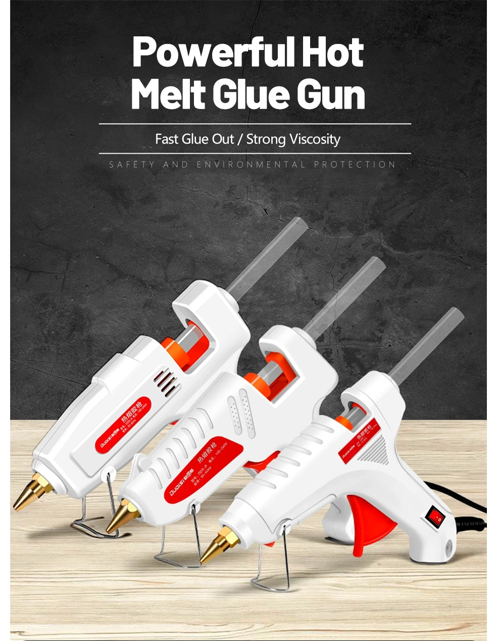 100W Hot Melt Glue Gun DIY Mini Household Industrial Guns Heat Temperature Electric Repair Tool Use 11mm Glue Sticks