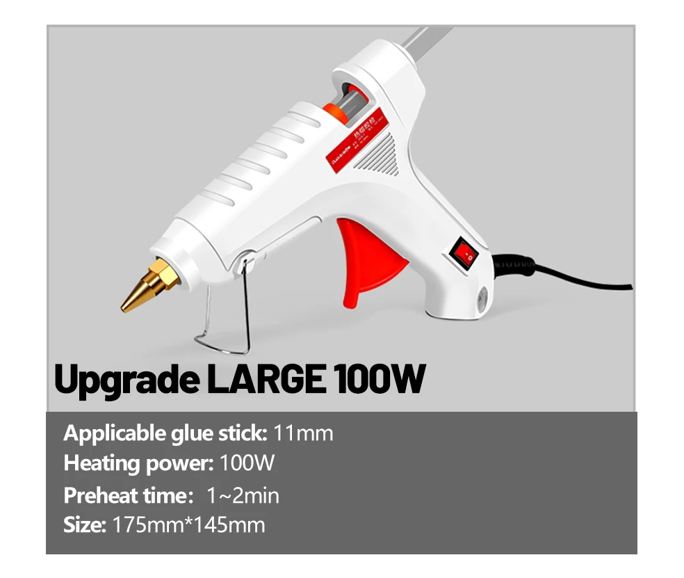 100W Hot Melt Glue Gun DIY Mini Household Industrial Guns Heat Temperature Electric Repair Tool Use 11mm Glue Sticks
