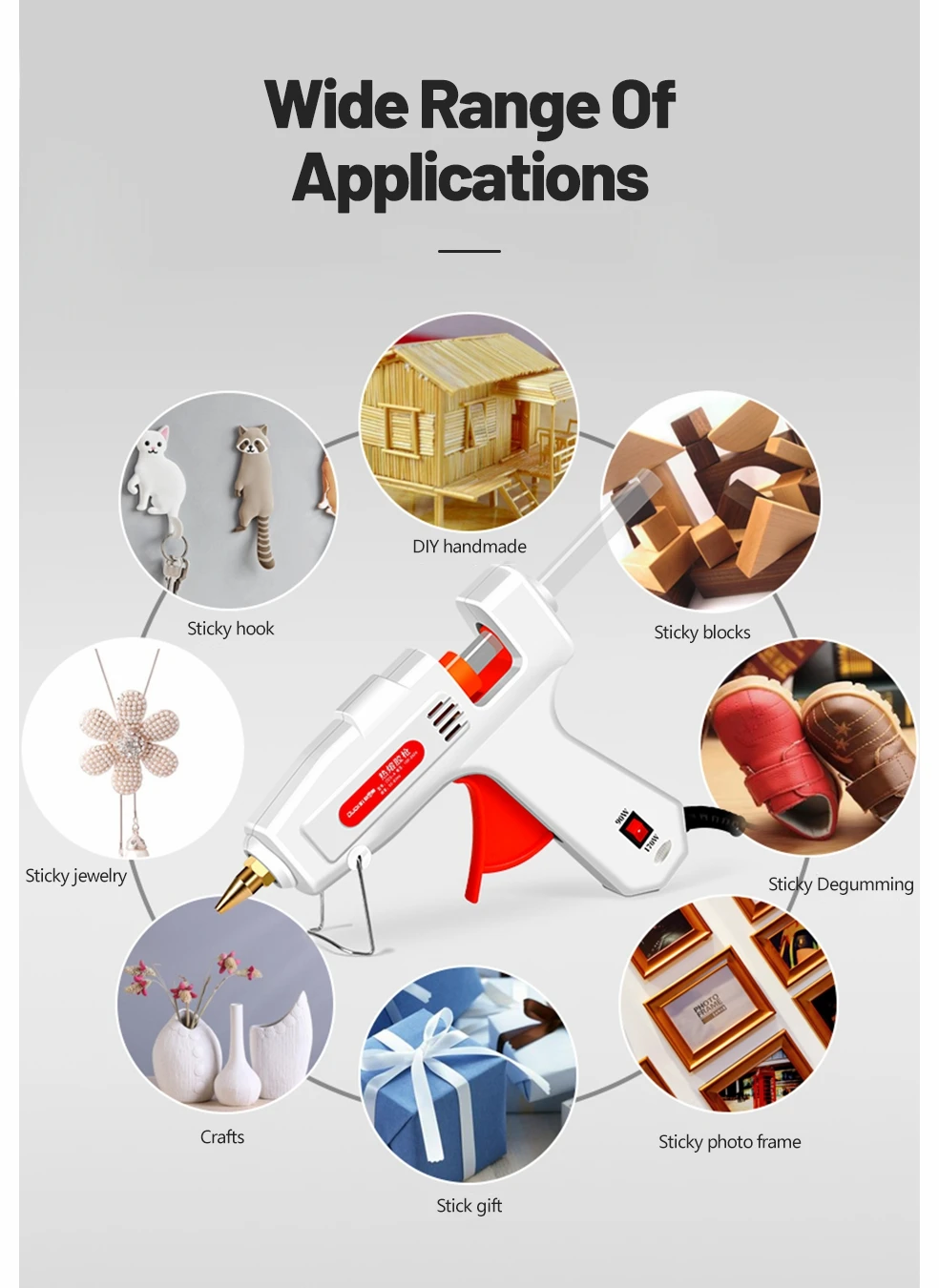 100W Hot Melt Glue Gun DIY Mini Household Industrial Guns Heat Temperature Electric Repair Tool Use 11mm Glue Sticks