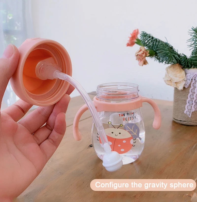 Baby Water Cup Straw Cute Anti-Choking Kindergarten Children Water Cup With Gravity Ball Duckbill Cup Infant Drinking Cup