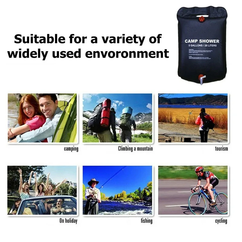 Outdoor Shower Bags 20/40L Foldable Solar Shower Bag Outdoor Bath Water Bag Camping Sun Compact Heated Water Shower Bags Scrubbi