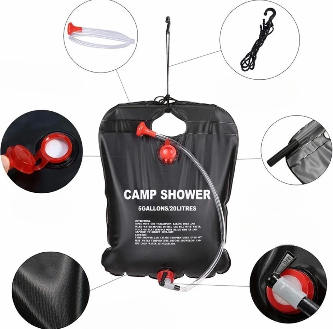 Outdoor Shower Bags 20/40L Foldable Solar Shower Bag Outdoor Bath Water Bag Camping Sun Compact Heated Water Shower Bags Scrubbi