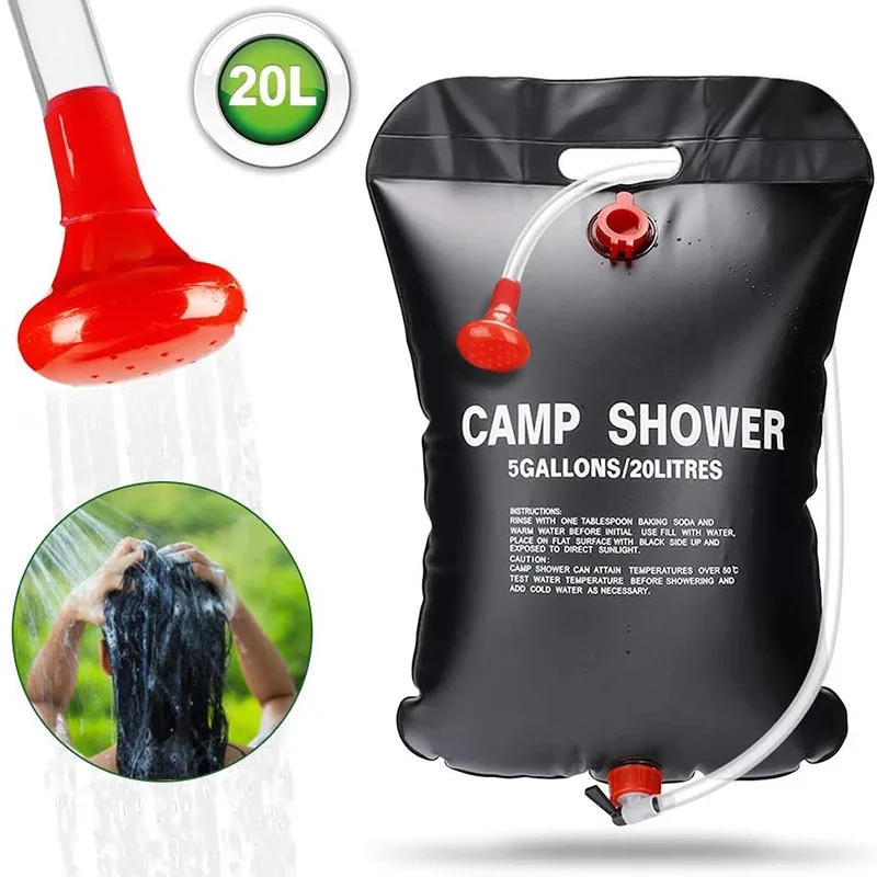 Outdoor Shower Bags 20/40L Foldable Solar Shower Bag Outdoor Bath Water Bag Camping Sun Compact Heated Water Shower Bags Scrubbi