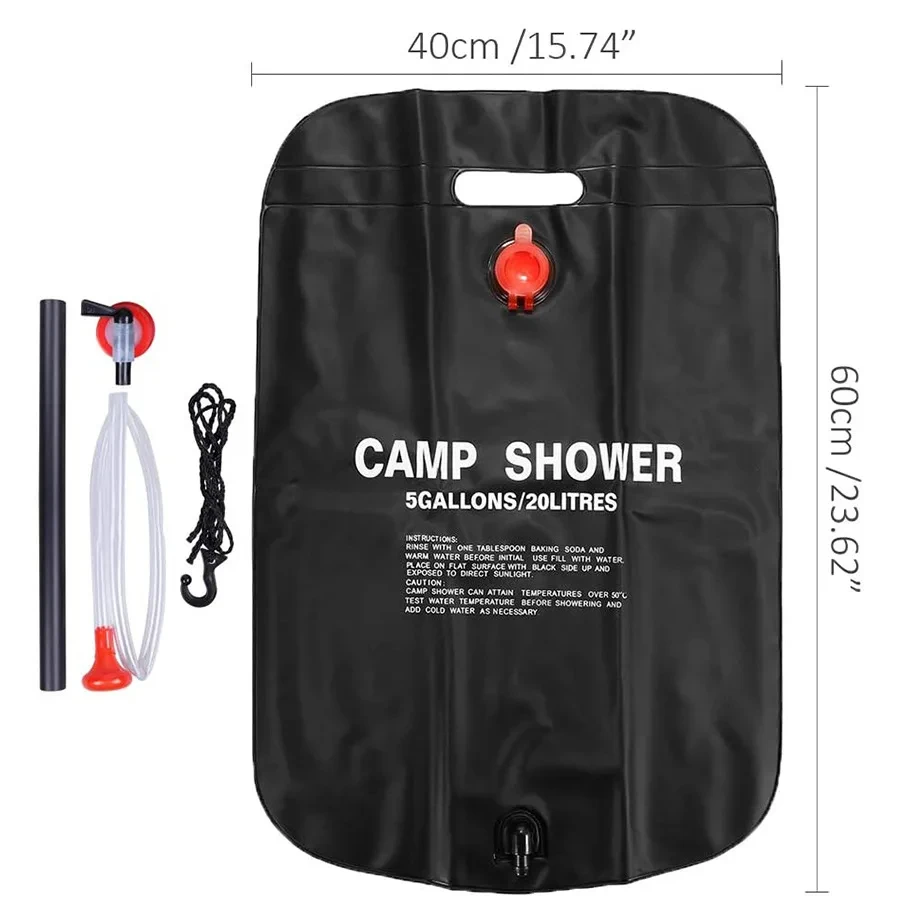 Outdoor Shower Bags 20/40L Foldable Solar Shower Bag Outdoor Bath Water Bag Camping Sun Compact Heated Water Shower Bags Scrubbi