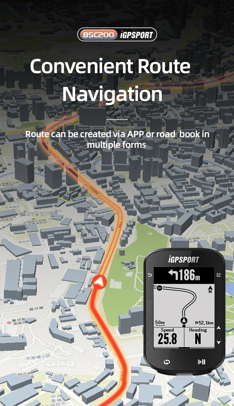 IGPSPORT BSC200 GPS Bicycle Computer Cycling Odometer Wireless Speedometer Route Navigation ANT + Bluetooth5.0 Accessories