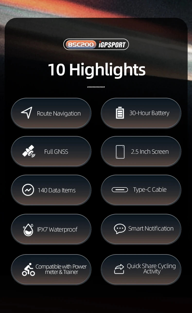 IGPSPORT BSC200 GPS Bicycle Computer Cycling Odometer Wireless Speedometer Route Navigation ANT + Bluetooth5.0 Accessories