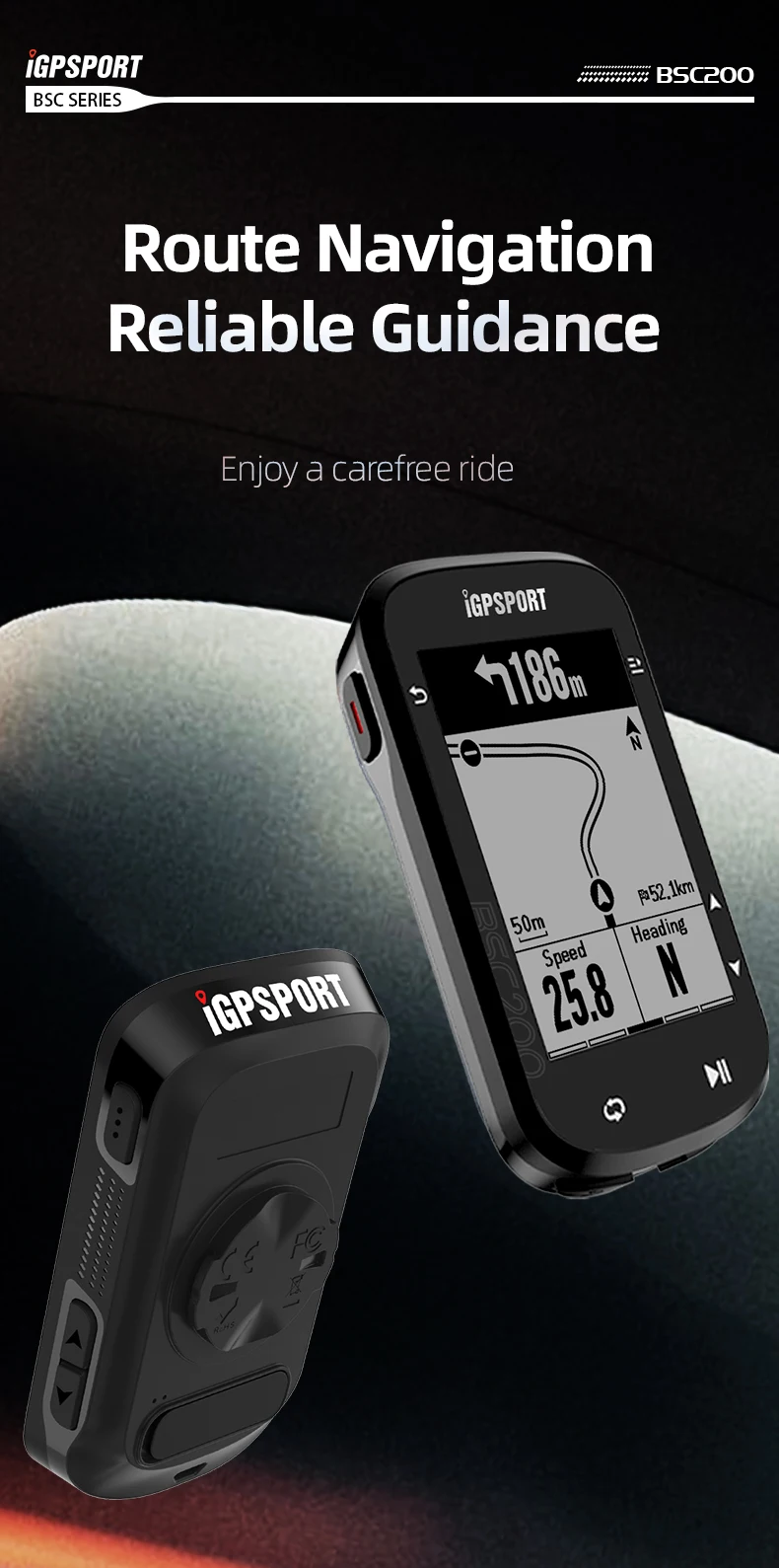 IGPSPORT BSC200 GPS Bicycle Computer Cycling Odometer Wireless Speedometer Route Navigation ANT + Bluetooth5.0 Accessories
