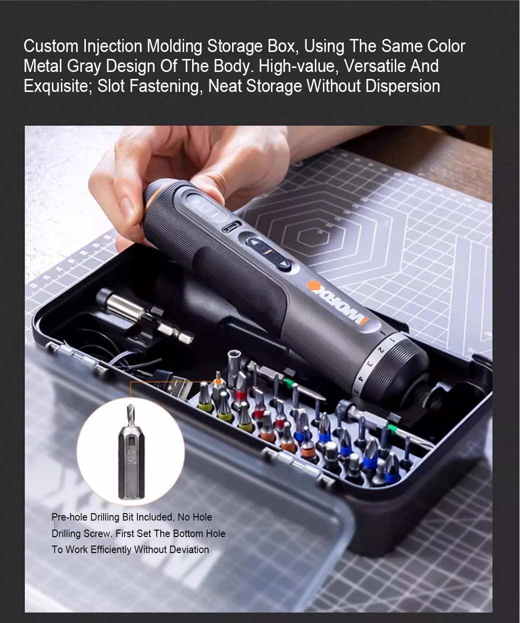 WORX WX242 4V Electrical Screwdriver Set Smart Cordless Electric Screwdrivers USB Rechargeable 30 Bit Set Mini Drill Power Tool