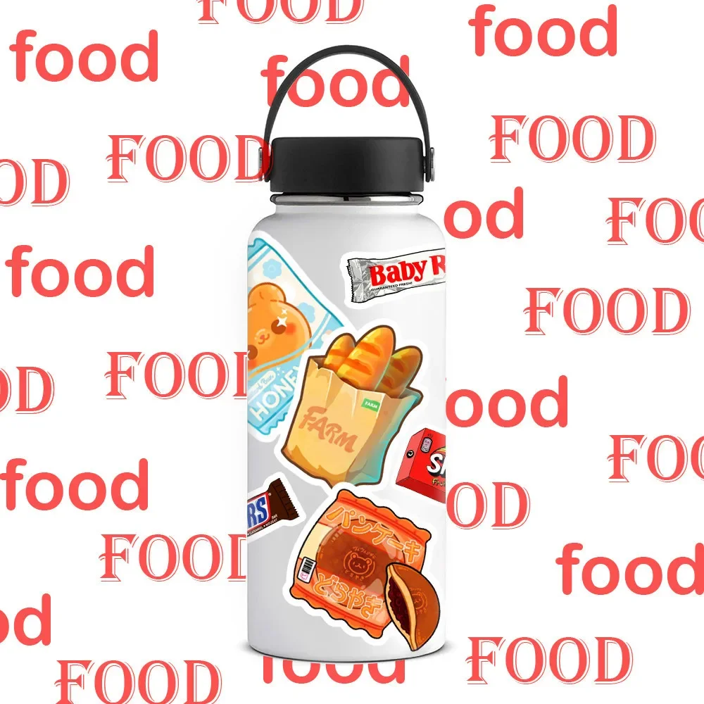 50Pcs Food Drink Snacks Stickers Packaging Phone Bike Wall Motorcycle Laptop Cute Cartoon Waterproof Sticker for Kids Toys