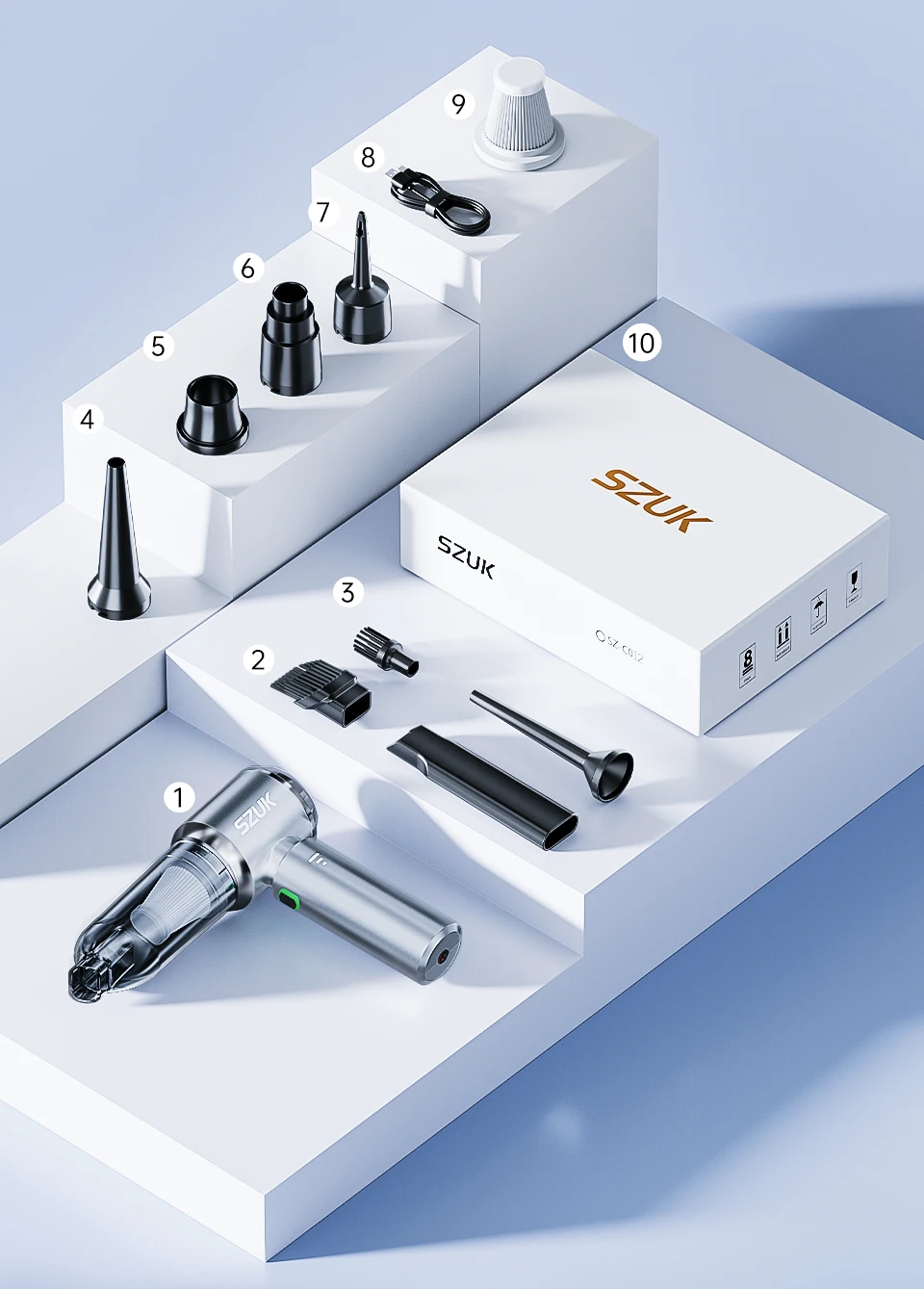 SZUK Car Vacuum Cleaner 180000PA Wireless Portable Cleaning Machine for Keyboard Powerful Mini Handheld Cleaner for Car and Home