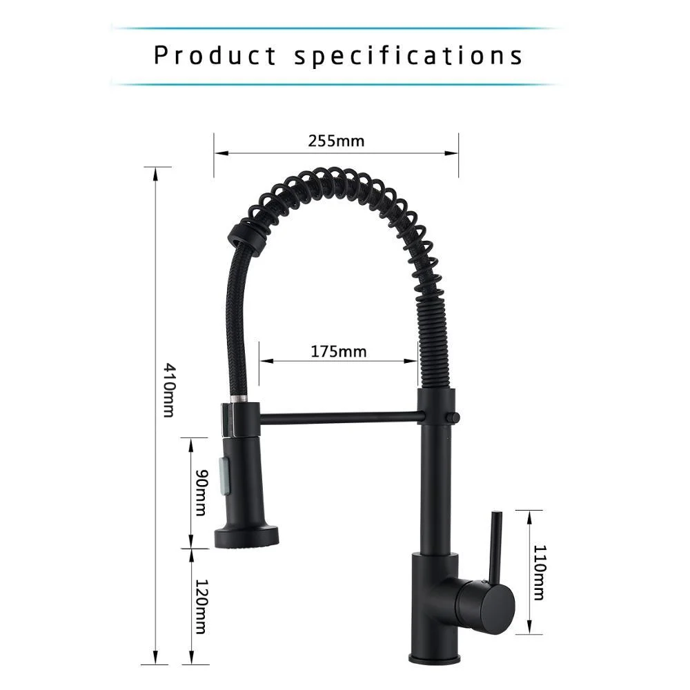 Matte Black Pull Down Kitchen Faucet Chrome Dual Modes Nozzle Hot Cold Water Mixer Crane Tap Brass Spring Kitchen Sink Faucets