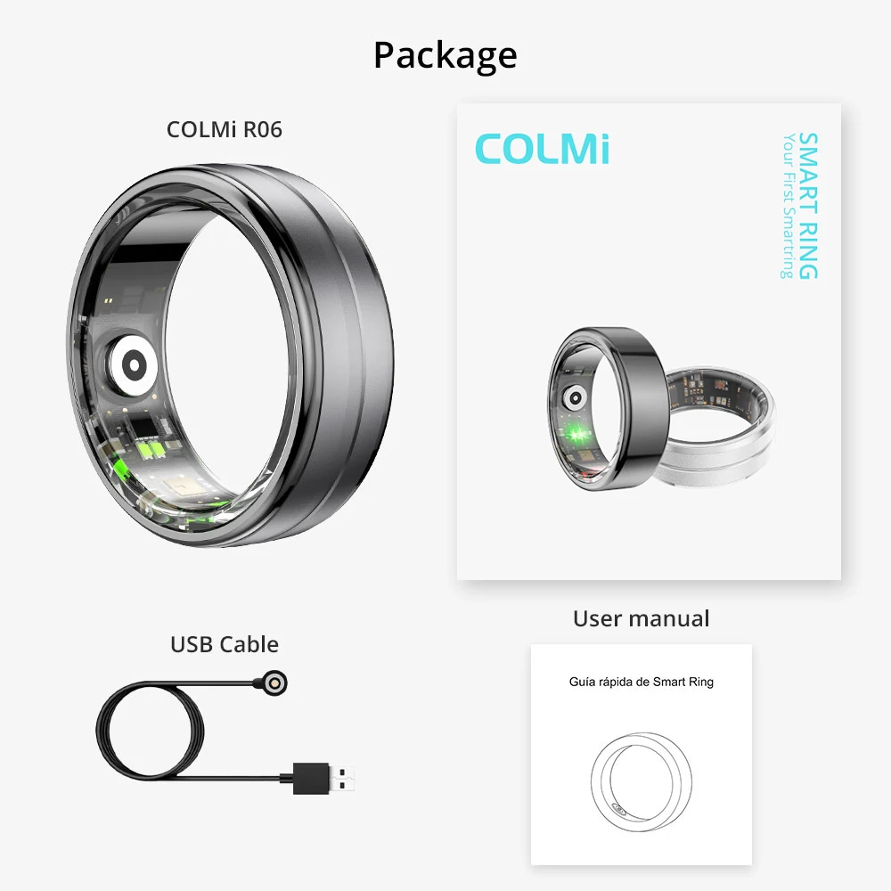 COLMI R06 Smart Ring Men Women, Heart Rate and Blood Oxygen Monitor, IP68 & 5ATM Waterproof, Multi-sport Mode