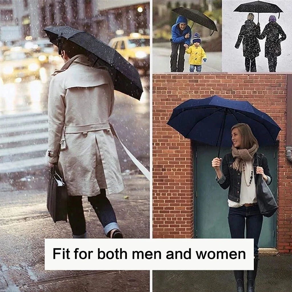 Strong windproof and rainproof new automatic folding business large umbrella household vinyl umbrella ten-bone umbrella