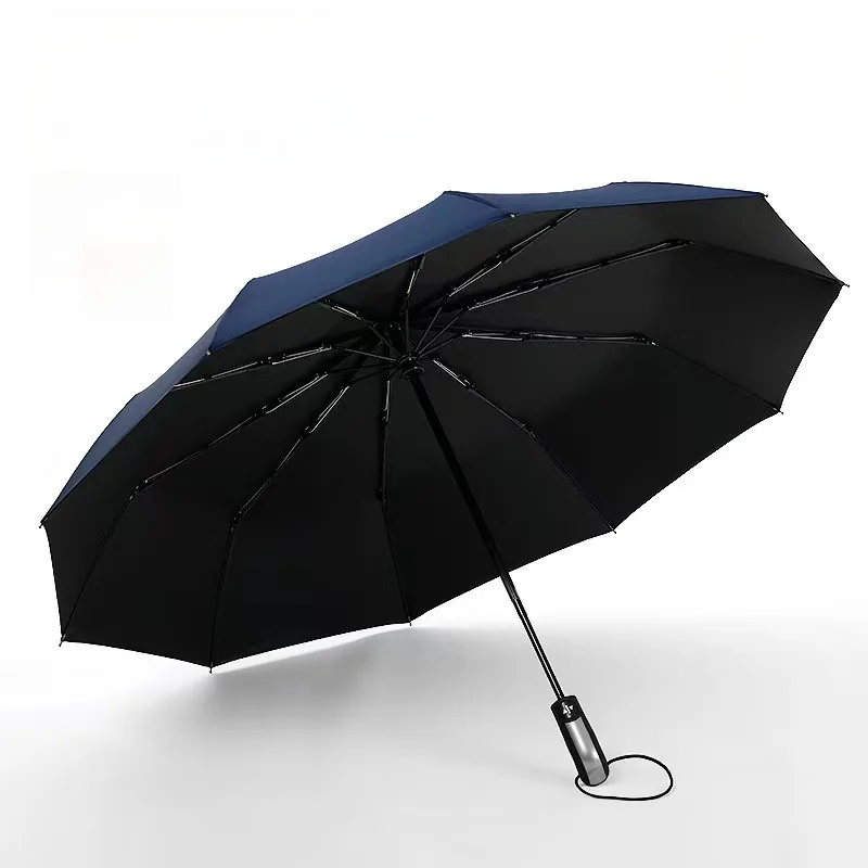 Strong windproof and rainproof new automatic folding business large umbrella household vinyl umbrella ten-bone umbrella