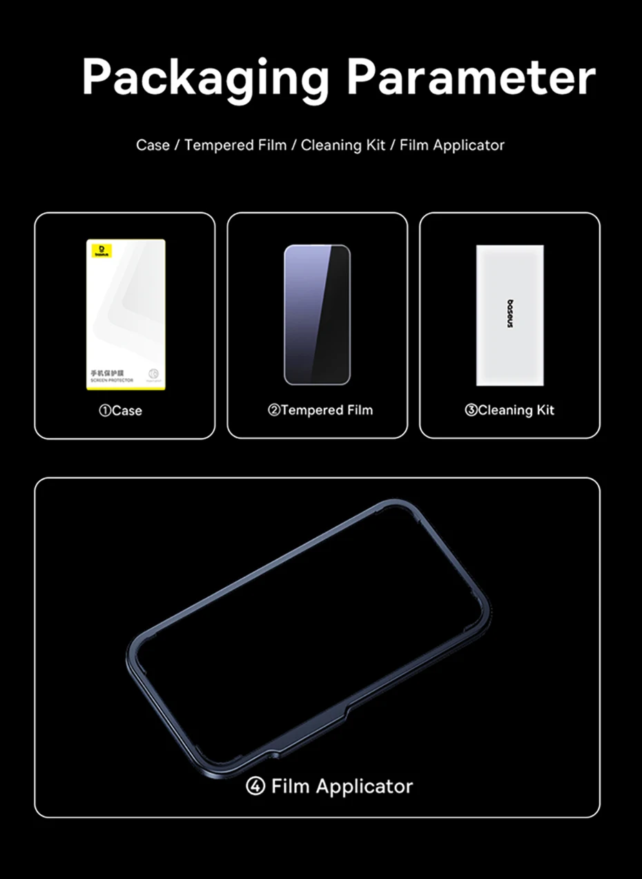 Baseus Tempered Glass for iPhone 16 Pro Max Plus Screen Protector for iPhone 15 14 13 12 11 Pro Max Clear Edge Anti-Peeping Film