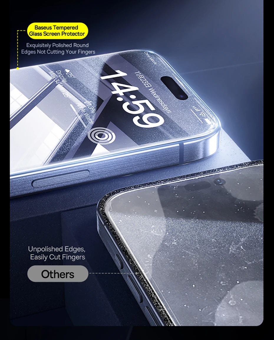 Baseus Tempered Glass for iPhone 16 Pro Max Plus Screen Protector for iPhone 15 14 13 12 11 Pro Max Clear Edge Anti-Peeping Film