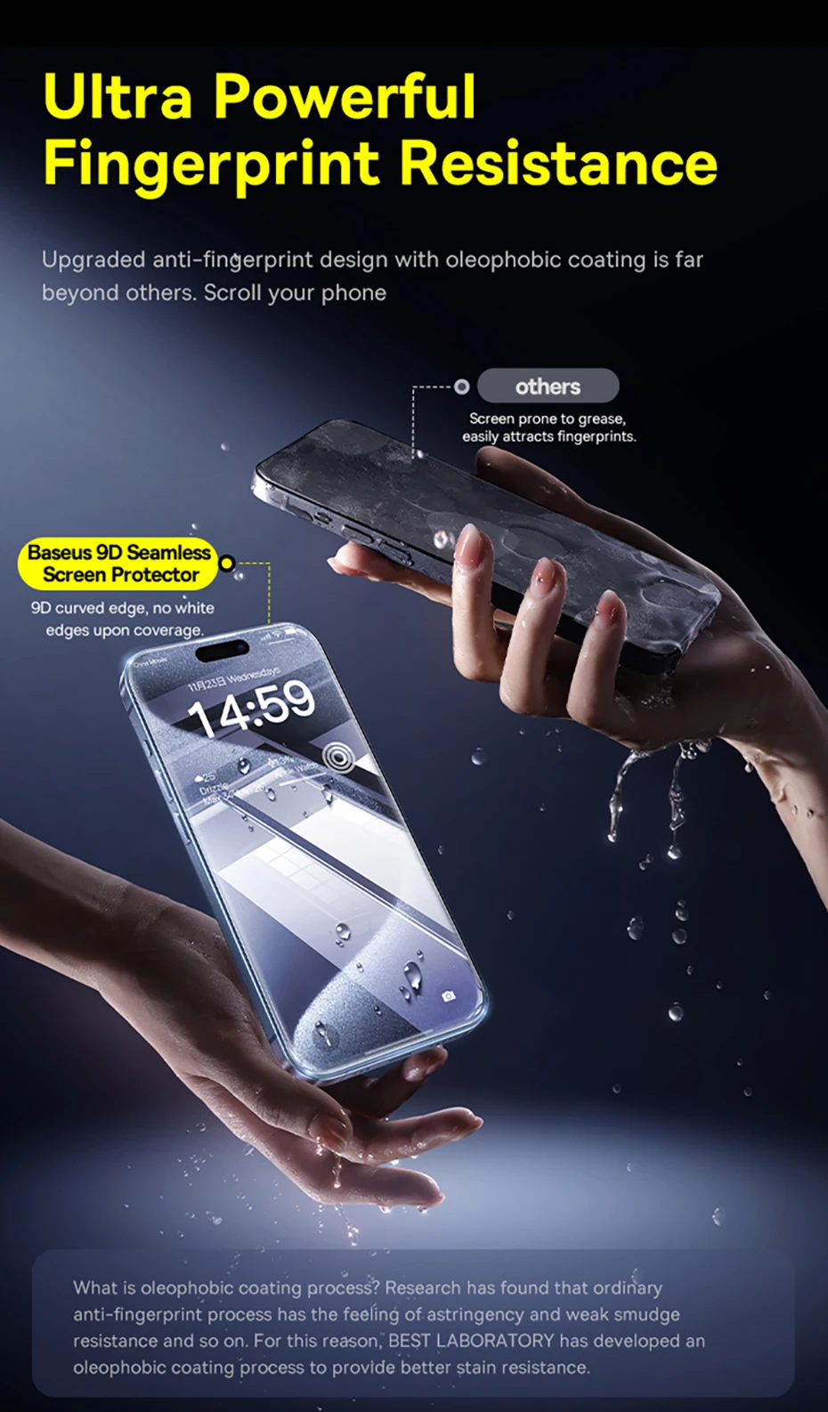 Baseus Tempered Glass for iPhone 16 Pro Max Plus Screen Protector for iPhone 15 14 13 12 11 Pro Max Clear Edge Anti-Peeping Film