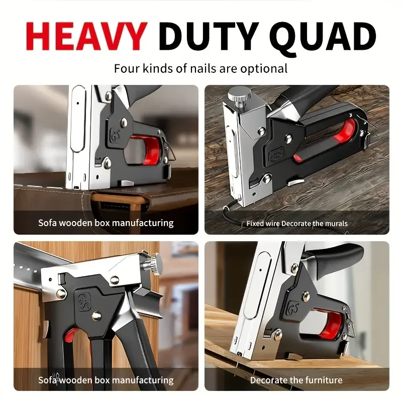 Durable 4-in-1 multi-tool: carbon steel semi-automatic nail gun, perfect for DIY woodworking decoration