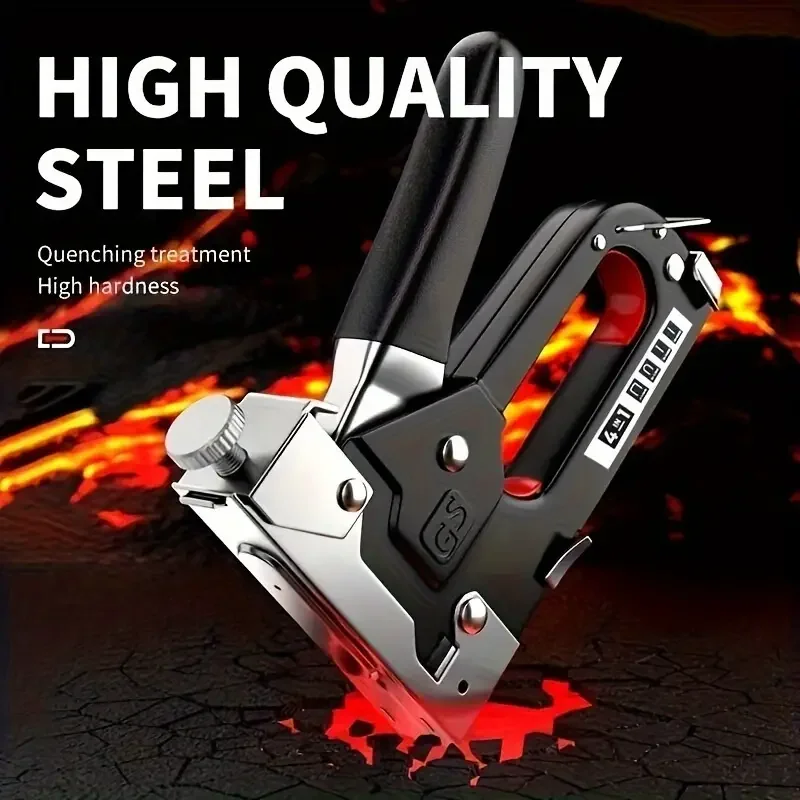 Durable 4-in-1 multi-tool: carbon steel semi-automatic nail gun, perfect for DIY woodworking decoration