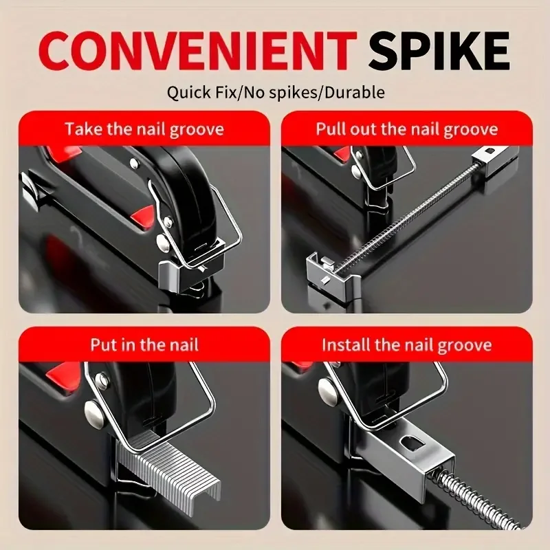 Durable 4-in-1 multi-tool: carbon steel semi-automatic nail gun, perfect for DIY woodworking decoration