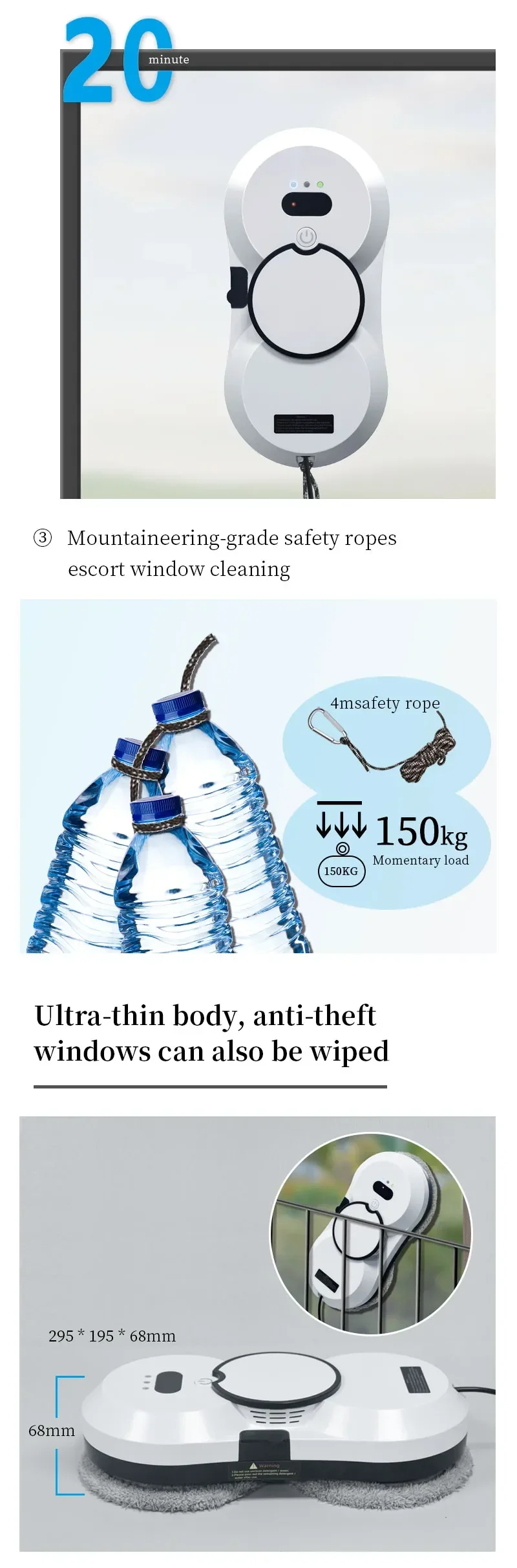 Window cleaning robot Water spray intelligent cleaning robot Brushless motor Glass washer spray window cleaning robot