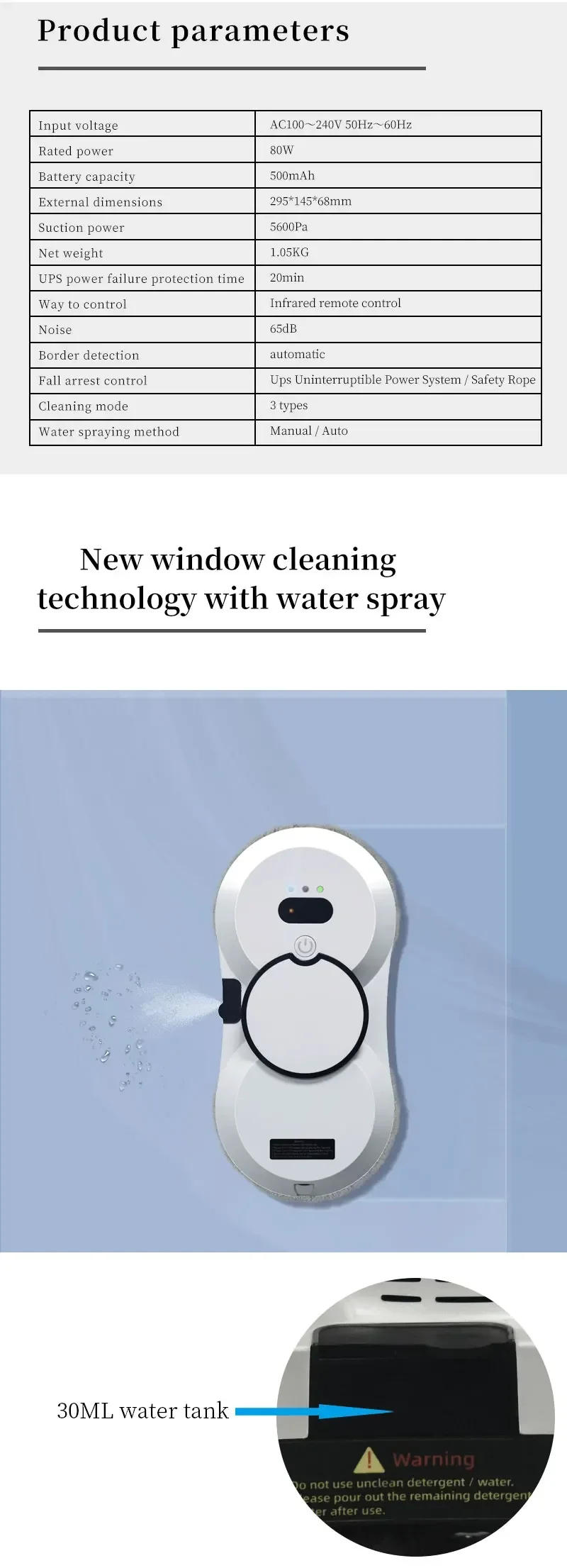Window cleaning robot Water spray intelligent cleaning robot Brushless motor Glass washer spray window cleaning robot