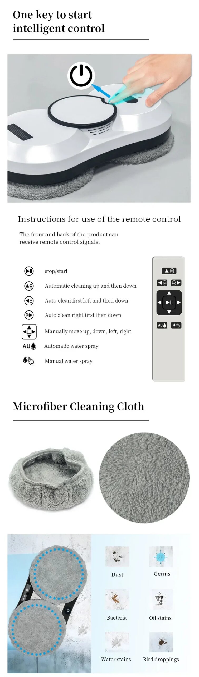 Window cleaning robot Water spray intelligent cleaning robot Brushless motor Glass washer spray window cleaning robot