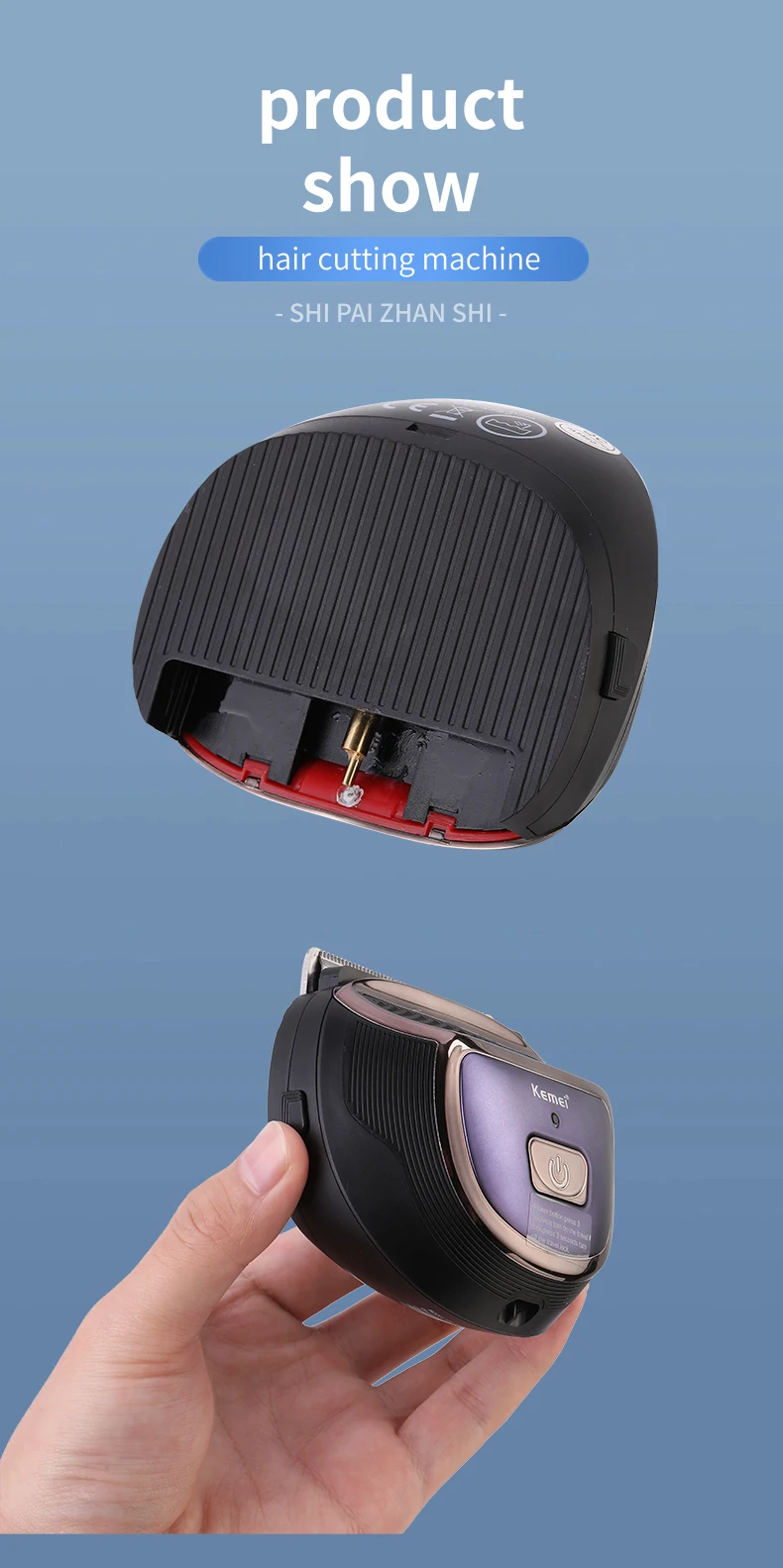 Kemei PRO Self Hair Cutting Machine Kit Portable Electric Hair Clippers Rechargeable Hair Trimmer 9 Length Guards Waterproof