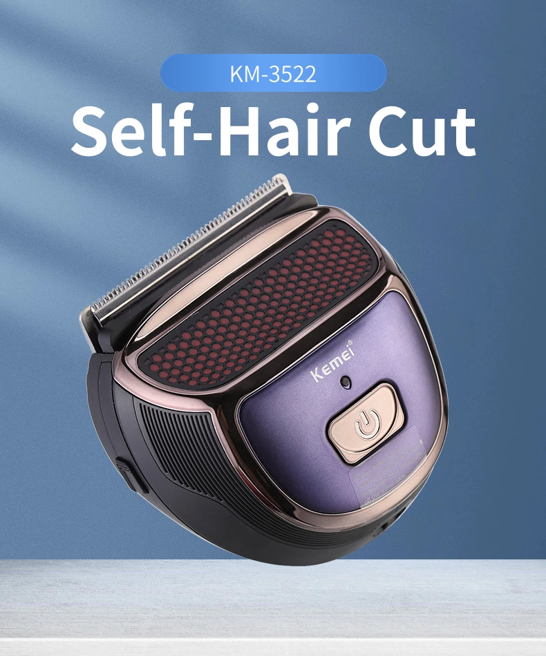 Kemei PRO Self Hair Cutting Machine Kit Portable Electric Hair Clippers Rechargeable Hair Trimmer 9 Length Guards Waterproof