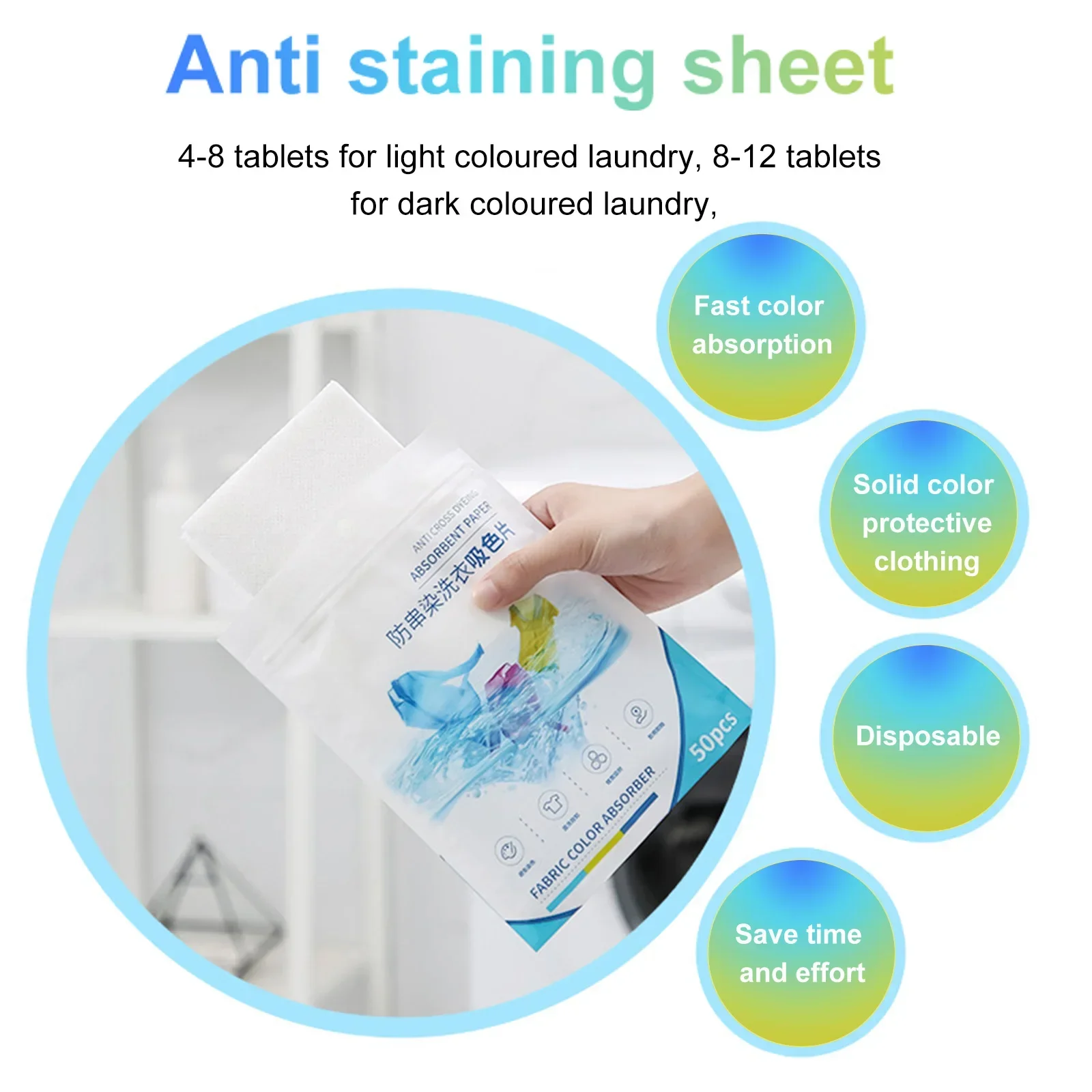 Color Absorbing Paper For Washing Machine Accessories Personal Care Cleaning Clothing Decolorizing Cloth Laundry Home
