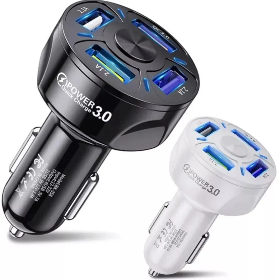 4usb Qc3.0 Fast Charging Car Charger Mobile Phone Charger Wired Charging Pc Flame Resistant Material Car Charge