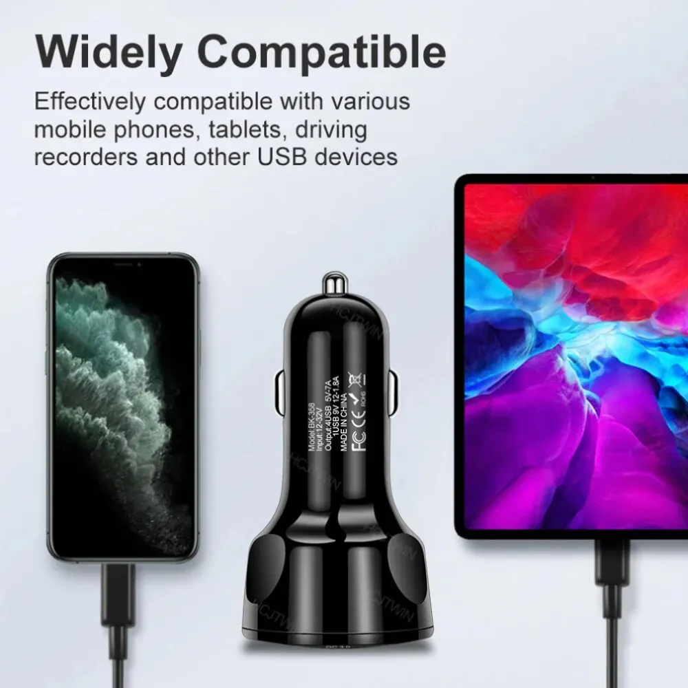 4usb Qc3.0 Fast Charging Car Charger Mobile Phone Charger Wired Charging Pc Flame Resistant Material Car Charge