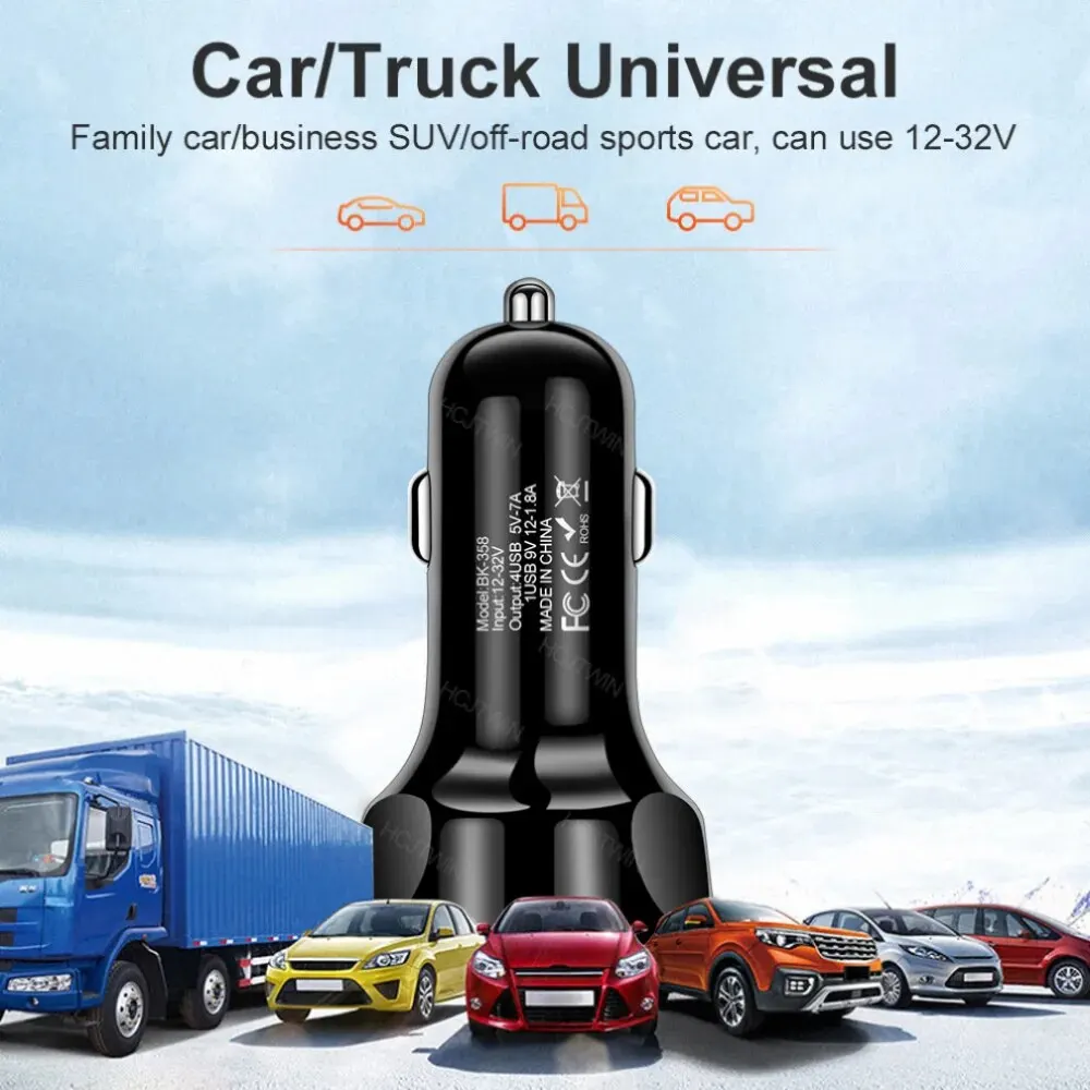 4usb Qc3.0 Fast Charging Car Charger Mobile Phone Charger Wired Charging Pc Flame Resistant Material Car Charge