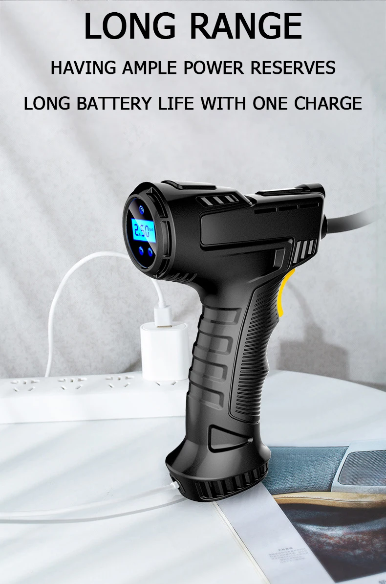 Car Mounted Inflation Pump Handheld Smart Home Car Motorcycle Portable Tire Inflation Pump Black Portable