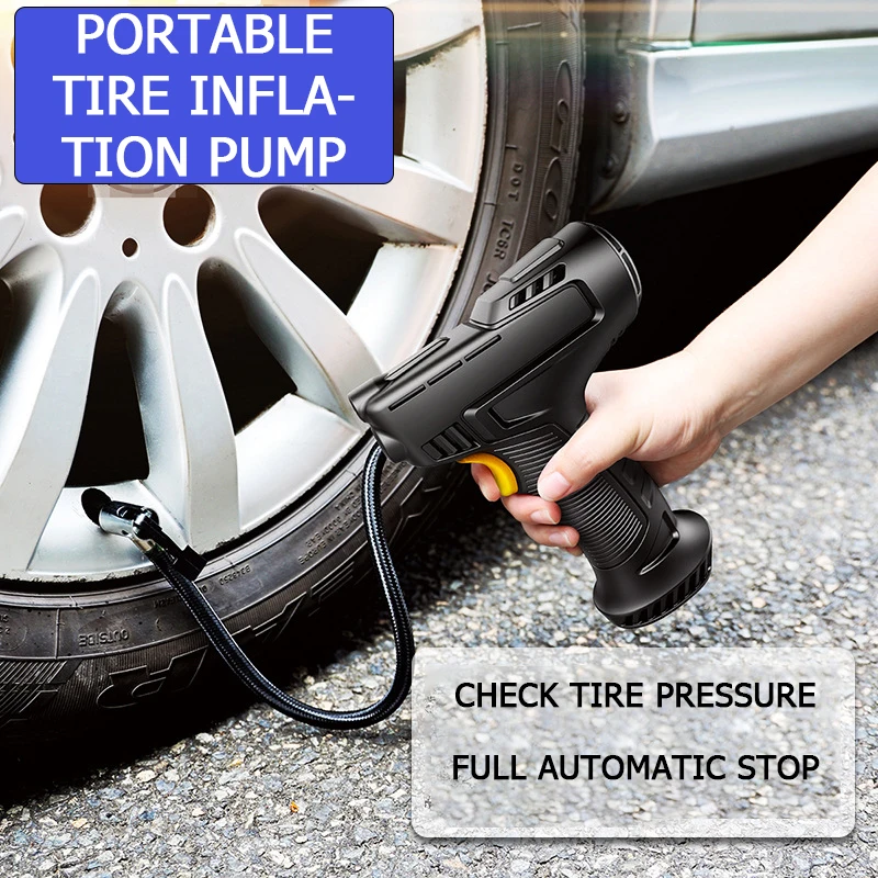 Car Mounted Inflation Pump Handheld Smart Home Car Motorcycle Portable Tire Inflation Pump Black Portable