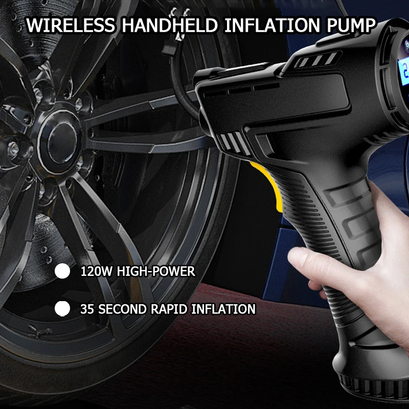 Car Mounted Inflation Pump Handheld Smart Home Car Motorcycle Portable Tire Inflation Pump Black Portable