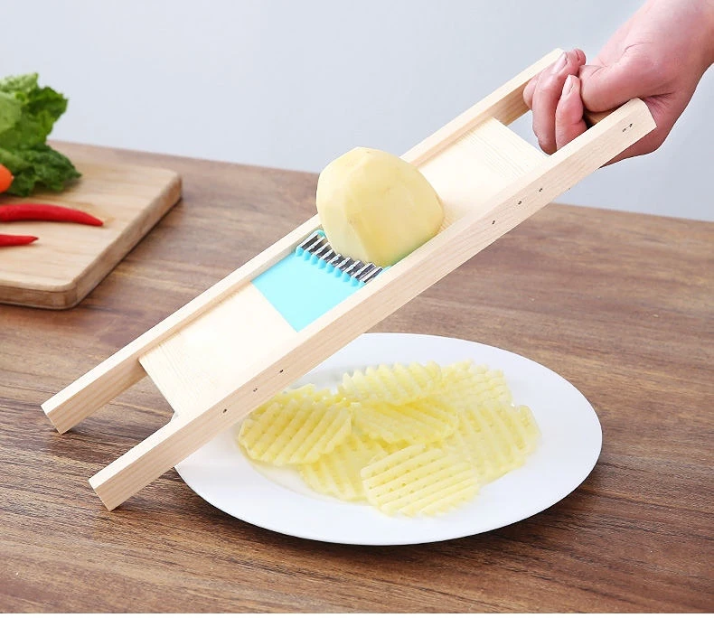Fries Grid Stainless Potato Grid Steel Potato Kitchen Wooden Home Chip Shred Potato Vegetable French Gadget Cutter Grater Slicer
