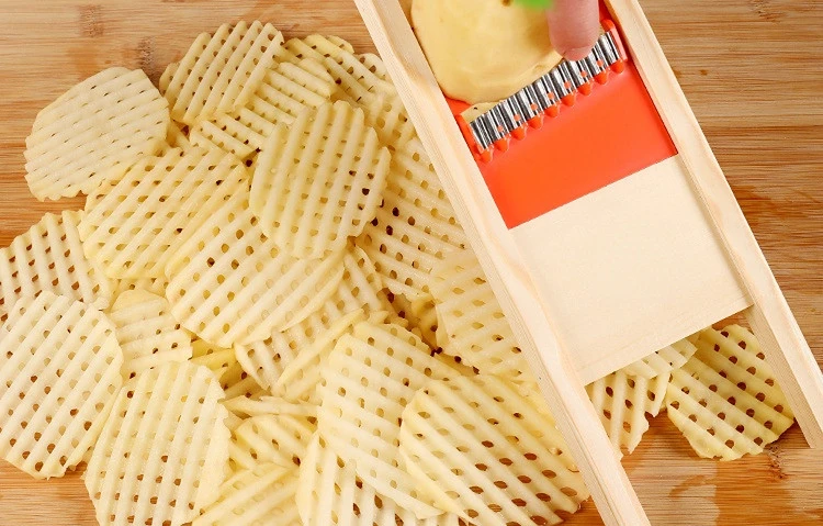 Fries Grid Stainless Potato Grid Steel Potato Kitchen Wooden Home Chip Shred Potato Vegetable French Gadget Cutter Grater Slicer