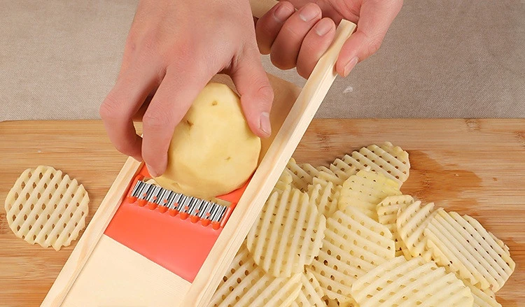 Fries Grid Stainless Potato Grid Steel Potato Kitchen Wooden Home Chip Shred Potato Vegetable French Gadget Cutter Grater Slicer