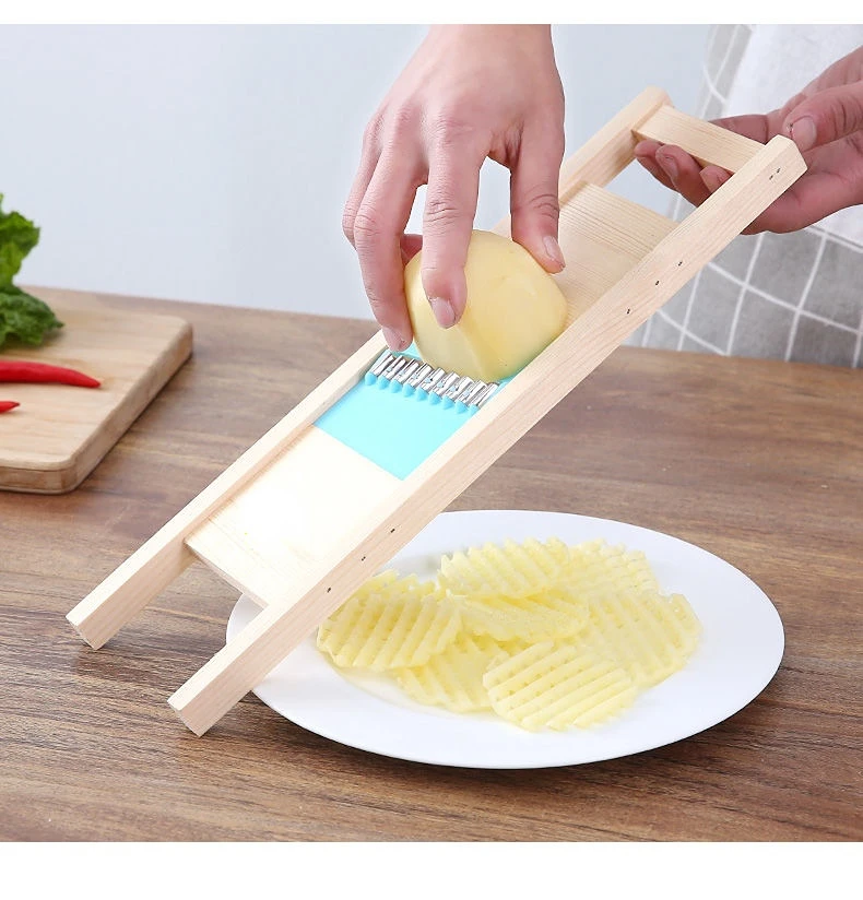Fries Grid Stainless Potato Grid Steel Potato Kitchen Wooden Home Chip Shred Potato Vegetable French Gadget Cutter Grater Slicer