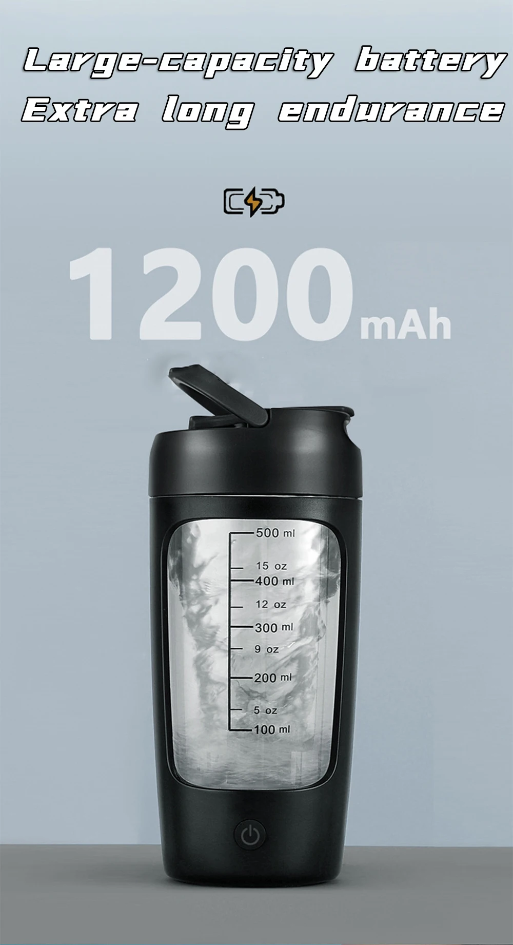 500ML Electric Protein Powder Mixing Cup Automatic Shaker Bottle Mixer Shake Bottle Milk Coffee Blender Kettle fro Gym outdoor